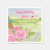 ハッピーバースデーパーソナライズされたプオーニーズオンゴルフコース スタンダードカクテルナプキン (正面)