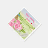 ハッピーバースデーパーソナライズされたプオーニーズオンゴルフコース スタンダードカクテルナプキン (角)