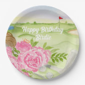 ハッピーバースデーパーソナライズされたプオーニーズオンゴルフコース ペーパープレート (正面)