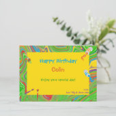 ハッピーバースデーパーソナライズされたペイントブラシデザイン カード (スタンド正面)