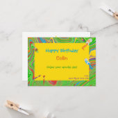 ハッピーバースデーパーソナライズされたペイントブラシデザイン カード (正面/裏面インサイチュ)
