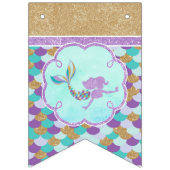 ハッピーバースデーパーソナライズされたマーメイドパーティー バンティングフラッグ (第1の旗)