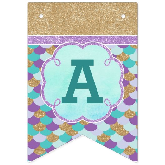 ハッピーバースデーパーソナライズされたマーメイドパーティー バンティングフラッグ (第3の旗)