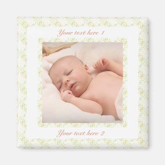 ハッピーバースデーパーソナライズされたムームグリーンフォトギフト マグネット (正面)