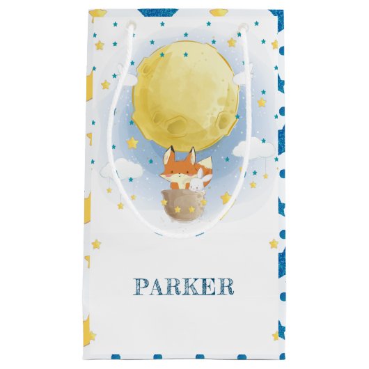 ハッピーバースデーパーソナライズされたムーンエアバルーン スモールペーパーバッグ (正面)