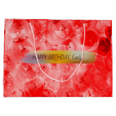 ハッピーバースデーパーソナライズされたモダン赤 ラージペーパーバッグ (裏面)