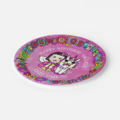 ハッピーバースデーパーソナライズされたユニコーンと妖精 ペーパープレート (アングル)