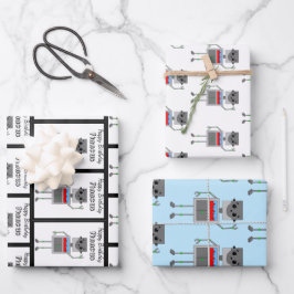 ハッピーバースデーパーソナライズされたロボットをテーマにした ラッピングペーパーシート