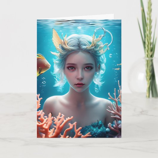 ハッピーバースデーパーソナライズされた人魚 カード (正面)