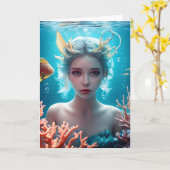 ハッピーバースデーパーソナライズされた人魚 カード (黄色い花)