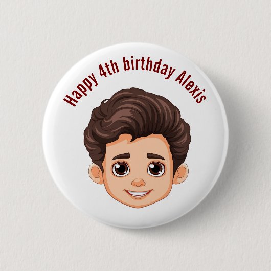 ハッピーバースデーパーソナライズされた名顔ピン 缶バッジ (正面)