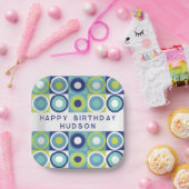 ハッピーバースデーパーソナライズされた幾何モダン図形 ペーパープレート (パーティー)