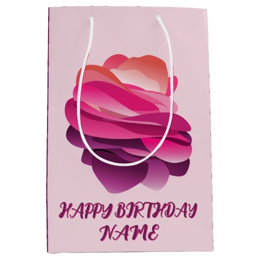 ハッピーバースデーパーソナライズされた抱き枕 ミディアムペーパーバッグ (正面)