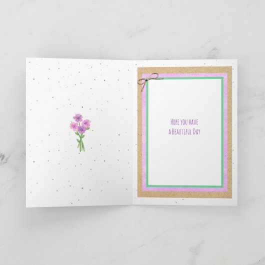 ハッピーバースデーパーソナライズされた水彩花 カード (内部)