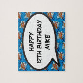 ハッピーバースデーパーソナライズされた漫画ブックアポップ・アートのート ジグソーパズル (縦)