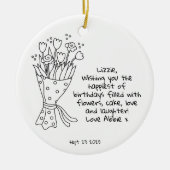 ハッピーバースデーパーソナライズされた記念 セラミックオーナメント (正面)