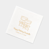 ハッピーバースデーパーソナライズされた金ゴールドカクテルナプキンス 箔ナプキン (左)