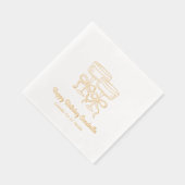 ハッピーバースデーパーソナライズされた金ゴールドカクテルナプキンス 箔ナプキン (右)