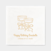 ハッピーバースデーパーソナライズされた金ゴールドカクテルナプキンス 箔ナプキン (正面)