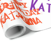 ハッピーバースデーパーソナライズな名前および色 ラッピングペーパー (ロールコーナー)