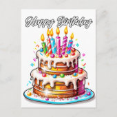 ハッピーバースデーパーティケーキ ポストカード (正面)