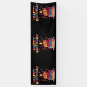 ハッピーバースデーパーティテーマ用品2.5x8ビニール 横断幕 (縦)