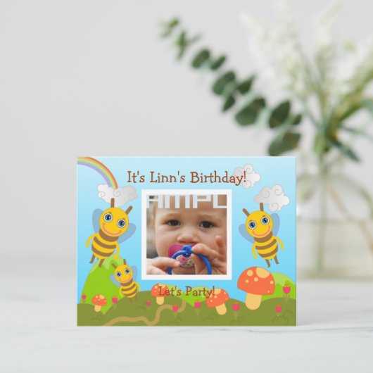 ハッピーバースデーパーティーとハチフレンドリー類 招待状 (スタンド正面)
