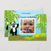 ハッピーバースデーパーティーとパンダ熊 招待状 (正面/裏面)