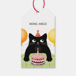 ハッピーバースデーパーティーのケーキと風船 ギフトタグ