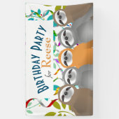 ハッピーバースデーパーティーの波打ち 横断幕 (縦)