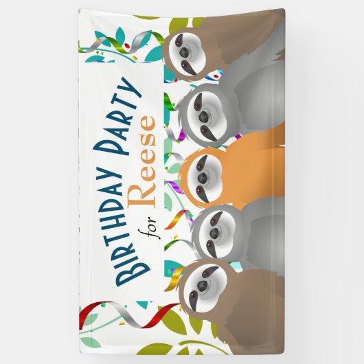 ハッピーバースデーパーティーの波打ち 横断幕 (縦)