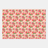 ハッピーバースデーパーティーイチゴ果実夏 ラッピングペーパーシート (正面)