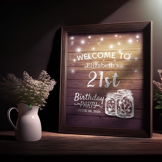 ハッピーバースデーパーティーウッドメイソンジャールライツウェルカム ポスター