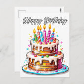 ハッピーバースデーパーティーケーキ ポストカード (正面/裏面)