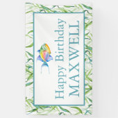 ハッピーバースデーパーティーシンボルや象徴ボーイ熱帯魚 横断幕 (縦)