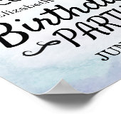 ハッピーバースデーパーティーティール（緑がかった色）金ゴールドアゲートゲイドウェルカム ポスター (角)