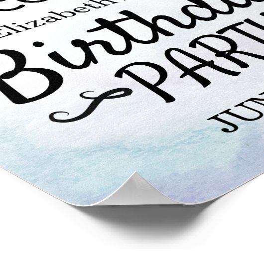 ハッピーバースデーパーティーティール（緑がかった色）金ゴールドアゲートゲイドウェルカム ポスター (角)