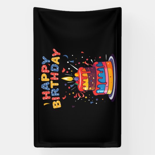 ハッピーバースデーパーティーテーマ供給2.5x4ビニル 横断幕 (縦)