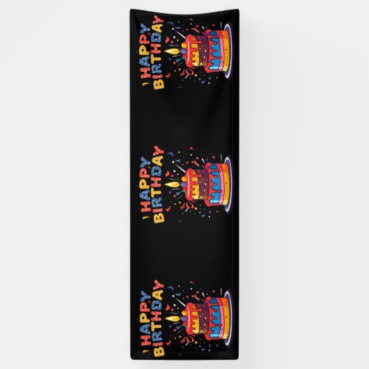 ハッピーバースデーパーティーテーマ供給2.5x8ビニル 横断幕 (縦)