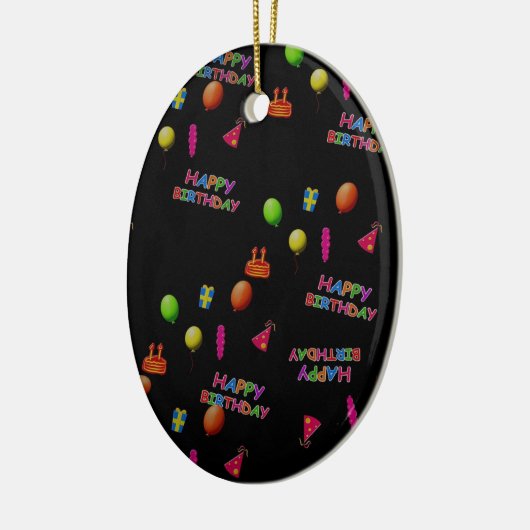 ハッピーバースデーパーティーデコールバルーンハットケーキ文字 セラミックオーナメント (左)