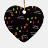 ハッピーバースデーパーティーデコールバルーンハットケーキ文字 セラミックオーナメント (正面)
