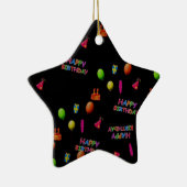 ハッピーバースデーパーティーデコールバルーンハットケーキ文字 セラミックオーナメント (右)