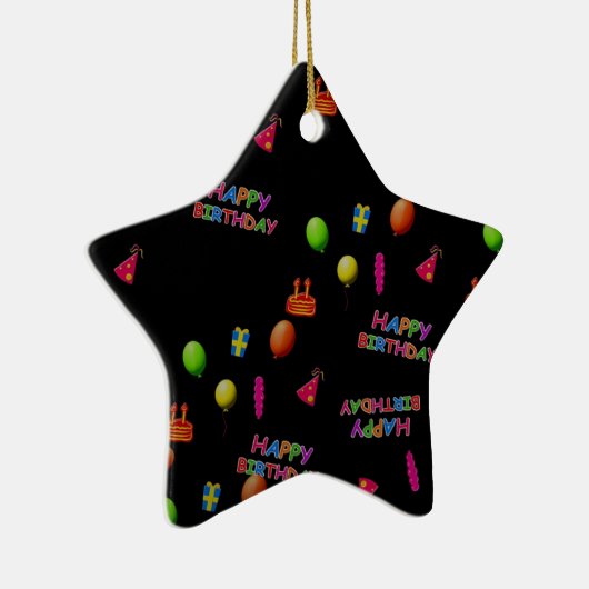 ハッピーバースデーパーティーデコールバルーンハットケーキ文字 セラミックオーナメント (右)