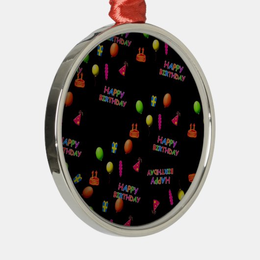 ハッピーバースデーパーティーデコールバルーンハットケーキ文字 メタルオーナメント (右)