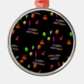 ハッピーバースデーパーティーデコールバルーンハットケーキ文字 メタルオーナメント (正面)