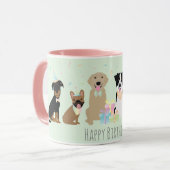 ハッピーバースデーパーティードッグズグリーン マグカップ (正面左)