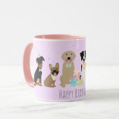 ハッピーバースデーパーティードッグズパープル マグカップ (正面左)