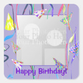 ハッピーバースデーパーティーハット(フォトフレーム) スクエアシール (正面)