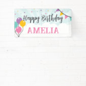 ハッピーバースデーパーティーバナーバルーン付きサイン 横断幕 (インサイチュ)