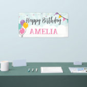 ハッピーバースデーパーティーバナーバルーン付きサイン 横断幕 (トレードショー)